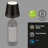 BRILONER – LED Flaschenlicht Dimmbar, Flaschenlampe Aufsatz LED, Tischlampe Kabellos, Dimmbare Nachttischlampe Touch, Schreibtischlampe, Leselampe, Warmweißes Licht, 11x9 cm (DxH), Schwarz Bild 2