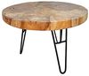FaHome Couchtisch Runder Couchtisch aus Holz und Metall: Modernes Design (60cm Durchmesser), Beistelltisch Modern Bild 3
