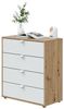 Dmora - Nachttisch Seabeck, Niedrige Kommode, Tisch, Multifunktionaler Nachttisch, 78x40 h86 cm, Weiß und Knoteneiche Bild 4