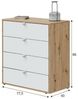 Dmora - Nachttisch Seabeck, Niedrige Kommode, Tisch, Multifunktionaler Nachttisch, 78x40 h86 cm, Weiß und Knoteneiche Bild 2