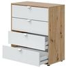 Dmora - Nachttisch Seabeck, Niedrige Kommode, Tisch, Multifunktionaler Nachttisch, 78x40 h86 cm, Weiß und Knoteneiche Bild 5