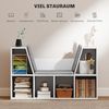 HOMCOM Bücherregal Kleiner Bücherschrank mit Sitzkissen, 6 Fächern, Leinenoptik, Aufbewahrungsregal 1-tlg, für Wohnzimmer, Schlafzimmer, 105 x 30 x 63 cm, Weiß Bild 4