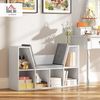 HOMCOM Bücherregal Kleiner Bücherschrank mit Sitzkissen, 6 Fächern, Leinenoptik, Aufbewahrungsregal 1-tlg, für Wohnzimmer, Schlafzimmer, 105 x 30 x 63 cm, Weiß Bild 2