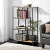 mDesign Bücherregal Aufbewahrung Regal Raumteiler 4 Ebenen Holz Metall Schwarz Bild 2