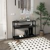 HOMCOM Konsolentisch mit 2 Regalen, Flurtisch mit Glasplatte, (Schuhregal, 1-St, Flurkonsole), Stahl, Schwarz, 100 x 30 x 78 cm Bild 2