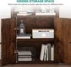 YITAHOME Bücherregal, freistehende Bücherregale mit Schrank, Industrieregale, Lagerregal, Holzwürfelregal, hoher Lagerschrank für Wohnzimmer, Arbeitszimmer, Küche, Heimbüro, rustikales braunes Bild 3