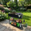 dobar® Metall-Hochbeet mit Rankgitter und 3 Hängetöpfen – Pflanzregal aus pulverbeschichtetem Stahl mit 2 Ablagen – Pflanzkasten für Balkon, Terrasse und Garten – 94 x 30 x 155 cm - Anthrazit Bild 4
