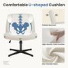 DUMOS Cross Legged Bürostuhl, Armloser Breiter Schreibtischstuhl Keine Räder, Moderner Home Office Schreibtisch Stuhl Swivel Verstellbarer Stoff Eitelkeit Stuhl Bild 4