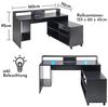 Highscore 3 Gaming Tisch in Schwarz - Gaming Schreibtisch mit Rollcontainer und LED-Beleuchtung - 160 x 92 x 70 cm (B/H/T) Bild 3
