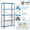 Simonrack Schwerlastregal, Lagerregal, 200 x 80 x 40 cm, Metallregal, Kellerregal, Biegestelle 180 kg, 5 Fachböden, Blau/Weiss - Simonclick Bild 4