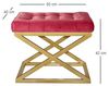 Atelier Del Sofa Stylish Pouffe with Metal Frame, 50 x 42 x 40 cm | 100% Polyester Babyface Fabric in Gold & Red | Perfect for Modern Living Rooms & Bedrooms Bild 2