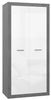 FORTE TREBBIA Schrank 90 95, Kleiderschrank Industrial, Drehtürenschrank, 2-türig mit Einlegeböden und Kleiderstange, Weiß Hochglanz/Betonoptik Dunkelgrau, 91 cm breit x 197 cm hoch x 53.5 cm tief Bild 4