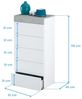 Habitdesign, Kommode mit 5 Schubladen – moderner Sinfonier in Artik weiß & Zementgrau, platzsparender Schubladenschrank für Schlafzimmer oder Büro, Maße: 61 x 118 x 40 cm (B x H x T), Modell Tekkan Bild 3