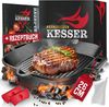 KESSER® Gusseisenpfanne | Gusseisen Bratpfanne Induktion | Cast Iron Pan für Gasgrill, Backofen, Kohlegrill | Steakpfanne voreingebrannt | Inkl. Schutzgriffe, Rezeptbuch und Ringreiniger Grillpfanne, 26 cm Bild 1