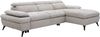 Vente-unique - Ecksofa mit Schlaffunktion mit Bettkasten - Ecke rechts - Strukturstoff - Beige - MORAVA Bild 1