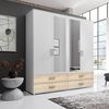 IVAR Kleiderschrank mit Spiegeln und Schubladen - Vielseitiger Drehtürenschrank 4-türig in Weiß, Eiche Sonoma Optik - 180 x 190 x 51 cm (B/H/T) Bild 2