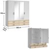 IVAR Kleiderschrank mit Spiegeln und Schubladen - Vielseitiger Drehtürenschrank 4-türig in Weiß, Eiche Sonoma Optik - 180 x 190 x 51 cm (B/H/T) Bild 3