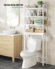 Songmics 4-stöckiges Toilettenregal, verstellbare Ablagen, Bambus wolkenweiß, 185 x 26 x 63 cm Bild 2
