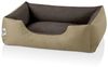 BedDog Hundebett LUPI, Hundesofa aus Cordura, Microfaser-Velours, waschbares Hundebett mit Rand, Hundekissen vier-eckig (M) ca. 70x55x18cm, NAMIBSAND (beige/braun) Bild 2
