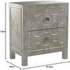 Kare Alhambra, kleines Nachtkästchen, Schlafzimmer-Kommode mit 2 Schubladen, Silber lackierter Holzschrank, (H/B/T) 65 x 59 x 38 cm, Holz, Silbergrau Bild 3