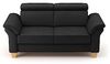 CAVADORE 2-Sitzer-Sofa Ammerland in Echtleder / Landhaus-Sofa mit Federkern + Kopfteilverstellung / 156 x 84 x 93 / Leder Schwarz Bild 5