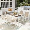Outsunny Garten-Essgruppe für 4 Personen, abnehmbar Esstisch mit 4 Stühle, (Sitzgruppe, 5-tlg, Esszimmergruppe), mit Stahlgestell, für Terrasse, Balkon, Mehrfarbig Bild 2