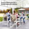 Outsunny Garten-Essgruppe für 4 Personen, abnehmbar Esstisch mit 4 Stühle, (Sitzgruppe, 5-tlg, Esszimmergruppe), mit Stahlgestell, für Terrasse, Balkon, Mehrfarbig Bild 3