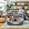 PawHut Tierbett Waschbarer Bezug, mit Rückenlehne und Holzbeine, Polyester, für mittelgroße Hunde unter 25 kg, Grau Bild 2
