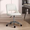 Vinsetto Bürostuhl Drehstuhl Schreibtischstuhl Höhenverstellbar 360° drehbar Jakobsmuschel-Form mit Nahtlinien-Design Schaumstoff Samtartiges Polyester Beige 49 x 54 x 79-91 cm Bild 2