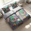 Traumschloss Bettwäsche Comfort Baumwolle, Flanell, 2 teilig, bunte Mandalas mit Federn auf grauem Hintergrund Bild 3