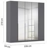 Rauch Möbel Alabama, Kleiderschrank, Garderobe, 5-türig, Zubehör Premium, 3 Kleiderstangen, 6 Einlegeböden, Schubladeneinsatz, Farbe Grau metallic, Schwarz, Griff Grau metallic, 226 x 210 x 54 cm Bild 3