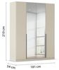 Rauch Möbel Alabama, Kleiderschrank, Garderobenschrank, 4-türig, Spiegel, Zubehör Basic, 2 Kleiderstangen, 2 Einlegeböden, Farbe Beige, Griff Grau metallic, 181 x 210 x 54 cm Bild 3