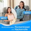aktivshop Rückenkissen mit Nackenrolle für Bett & Sofa, 55x50x30cm, waschbarer Bezug Bild 2