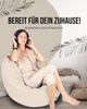 PATCH HOME 2-in-1 Sitzsack Sessel - Gaming Bean Bag mit Reißverschluss - Bereits befüllt, Ergonomisch & Robust für Kinder & Erwachsene - Indoor & Outdoor, Wetterfest (Creme, 155cm) Bild 3