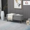 HOMCOM Sitzbank mit Stauraum Polsterbank mit Leinenoptik, Truhenbank mit Stahlbeinen Sitztruhe für Wohnzimmer Schlafzimmer Flur 102 x 40 x 44 cm Grau Bild 2