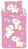 Baby Bettwäsche Einhorn-Motiv Bettbezug 100x135 cm + Kopfkissenbezug 40x60 cm - Kinderbettwäsche mit Einhorn-motiv Bild 1