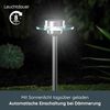 MeLiTec LED Solarleuchte SO13, Saturn, LED fest integriert, kaltweiß, aus Edelstahl und Echtglas, bis zu 8 Stunden Leuchtdauer Bild 3