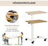 HOMCOM Schreibtisch Höhenverstellbarer Schreibtisch Laptoptisch mit Rollen (PC-Tisch, 1-St, Beistelltisch), Natur+Weiß Belastbar bis 70 kg 65 x 48 x 70-110 cm Bild 4