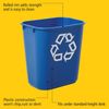 Rubbermaid Papierkorb, 12,9 Liter, rechteckig, PE, blau mit Recycling-Logo, Maße: (B)289 x (T)210 x (H)308 mm (FG295573BLUE / 2955-73-BLU) Bild 4