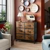 WLIVE Kommode mit 6 Schubladen aus Stoff, Kommodenschrank für Schlafzimmer, Kommode Wohnzimmer, mit Stabiler Stahlrahmen, Holzplatte, Vintagebraun-Schwarz Bild 2