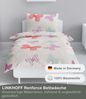 LINKHOFF Kinderbettwäsche Schmetterling Bettwäsche 135x200, 100% Baumwolle Mädchenbettwäsche Schmetterlinge Rosa Butter + Kissen Bild 3