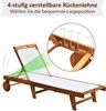 Outsunny Sonnenliege Relaxliege Gartenliege Gartenmöbel verstellbar Akazienholz Textil Natur 198x60 x H88/80/69/45 cm Bild 4