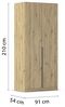 Rauch Möbel Alabama, Kleiderschrank, Garderobe, 2-türig, Zubehör Premium, 1 Kleiderstange, 2 Einlegeböden, Schubladeneinsatz, Farbe Eiche Artisan, Holz, Griff Grau metallic, 91 x 210 x 54 cm Bild 2