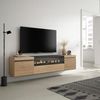 Skraut Home | TV-Schrank, Lowboard | für Wohnzimmer und Esszimmer | 200 x 45 x 35 cm | Für TV-Geräte bis zu 80" | Elektrokamin. | Hängend | Moderner Stil | Eiche Bild 2