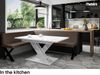 MEBLINI Eckbank für Esszimmer mit ausziehbarem Tisch - Küchenbank - Essecke - Sitzecke Küche - PETER - X-Beine 142x196x87cm Links - Braun Kunstleder/B Weiß Matt Bild 2