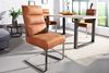 riess-ambiente Freischwinger COMFORT vintage hellbraun / silber, Esszimmer · Microfaser · Edelstahl · Industrial Design Bild 2