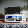 SONNI TV Schrank TV Lowboard LED Weiss,12-LED-Farben,Fehrnser Tisch 120 cm breit Bild 3