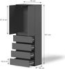 Kleiderschrank Claus Anthrazit 74 x 191.5 cm mit 4 Schubladen Vicco Bild 3
