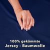 STUDIO Spannbettlaken Basic Topper, viele Größen, 100% Baumwolle, OEKO-TEX 100, Jersey, Baumwolle, Gummizug: rundum, (1 Stück), 90x200 cm Topper Spannbetttuch bis 14 cm Höhe - Marine Bild 5