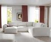 Wohnlandschaft Lanzo 300x210 cm Bouclé Creme-Weiß Recamiere variabel mit Hocker Bild 4